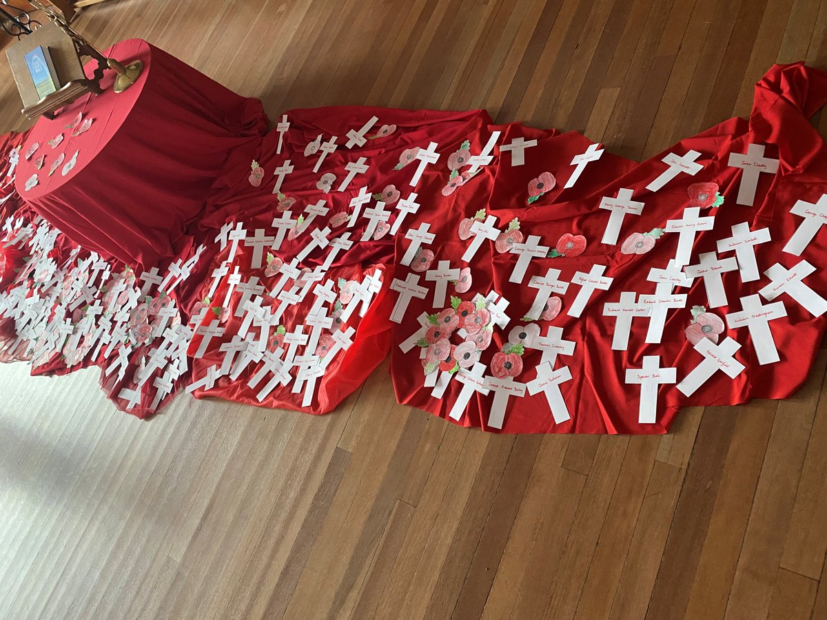 philip_bede's tweet photo. Remembrance Day 11th November 2021
All children attended a remembrance day assembly today.  The names on the crosses are from the war memorials in Mansfield. #stphilipneri #RemembranceDay2021 https://t.co/F3ozUSGGt9