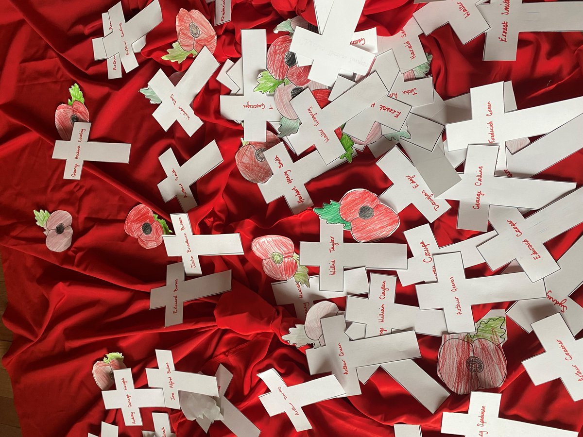 philip_bede's tweet photo. Remembrance Day 11th November 2021
All children attended a remembrance day assembly today.  The names on the crosses are from the war memorials in Mansfield. #stphilipneri #RemembranceDay2021 https://t.co/F3ozUSGGt9