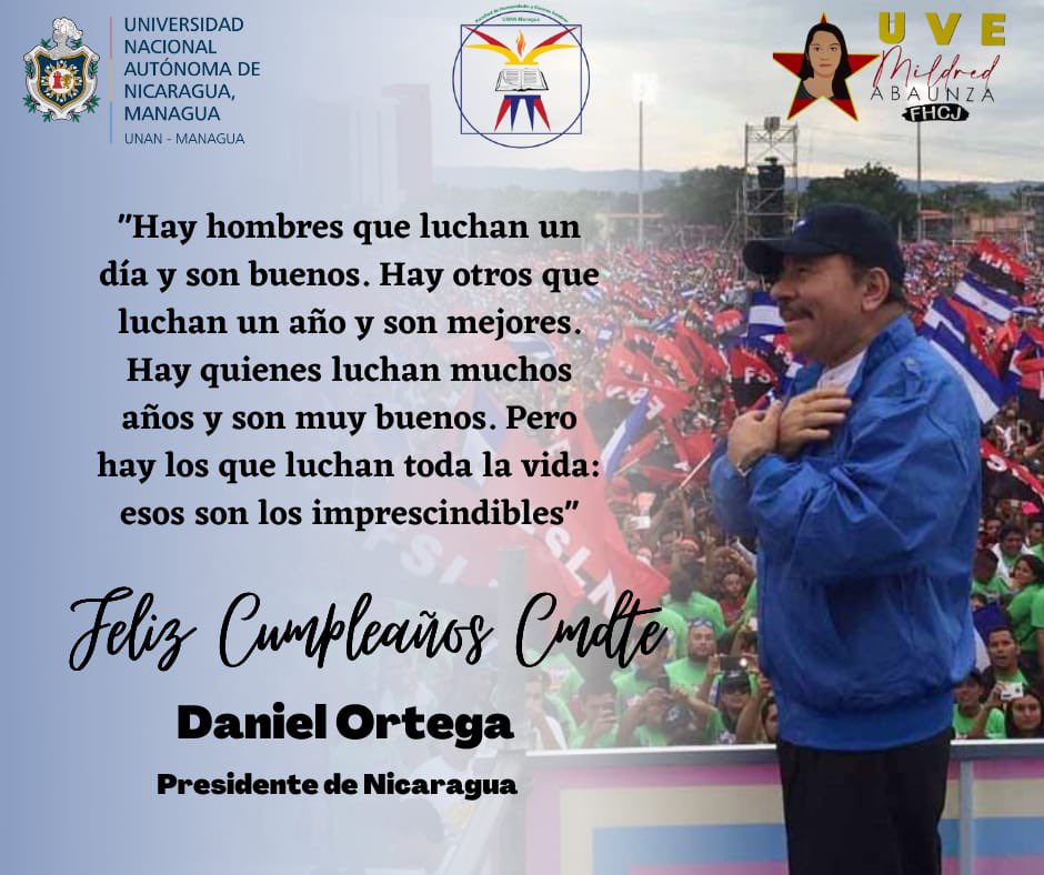 Larga vida al Presidente Daniel Ortega