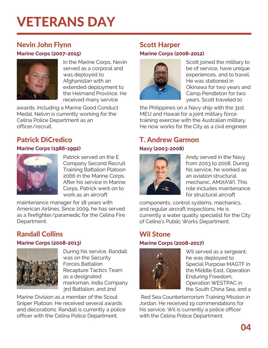 celina_texas's tweet photo. The City of Celina would like to highlight and thank the numerous veterans who have chosen to continue to serve the public through our organization. The following are short biographies of the veterans on our team. https://t.co/24lZKdiQSS