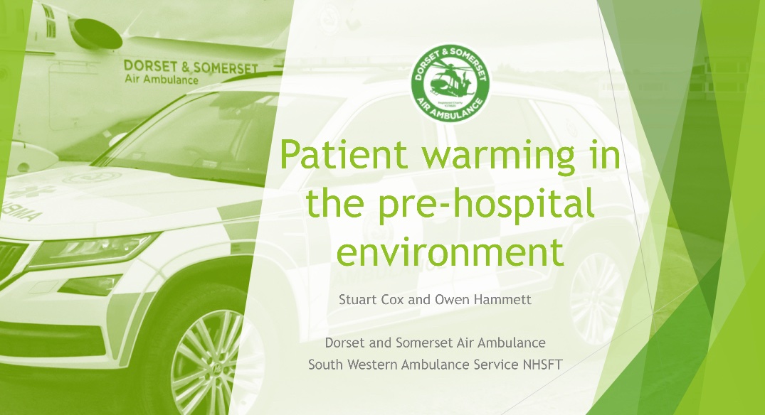 Coxy997's tweet photo. Great to talk at the #AAUKConference @AirAmbulancesUK on the importance on patient warming in the prehospital environment @dsairambulance https://t.co/yiPEB3Zewv