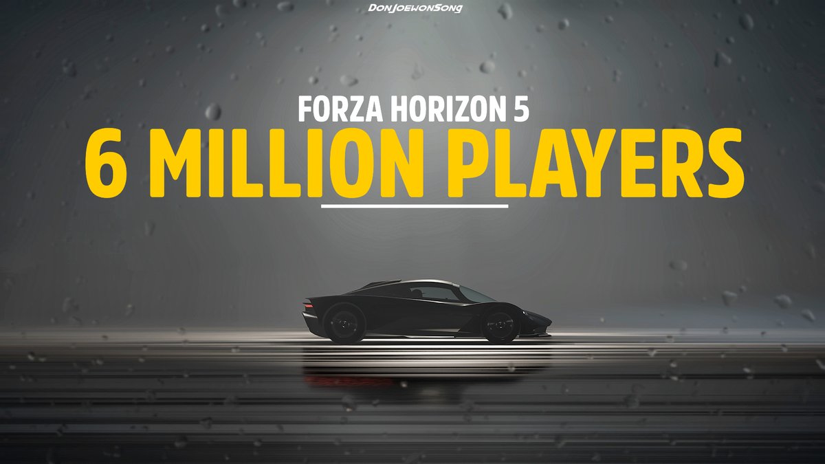 DonJoewonSong's tweet photo. Massive Congratulations to @WeArePlayground 
#ForzaHorizon5 has only been released for 1 WEEK and has already surpassed 6 MILLION PLAYERS!!!

That's insane!!! https://t.co/EcQuJbAtl7