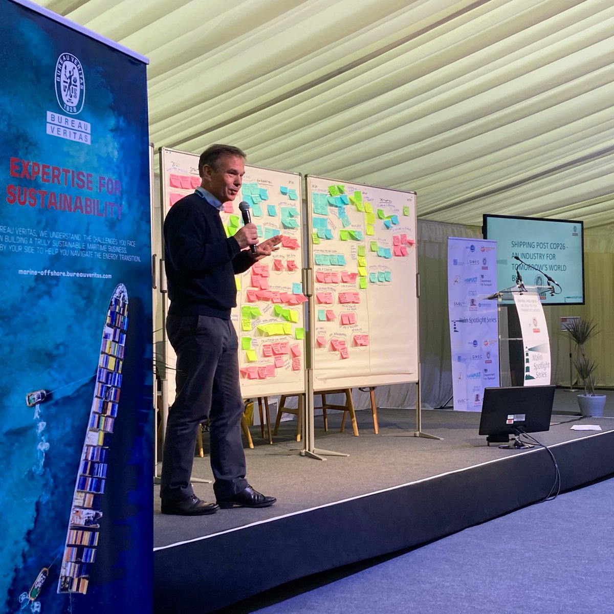 Plenty of ideas, concerns and hopes on where shipping goes next, via the medium of post-it notes, as we plot a path to #zerocarbon #shipping and system transformation by 2050. #COP26 #malinspotlightseries