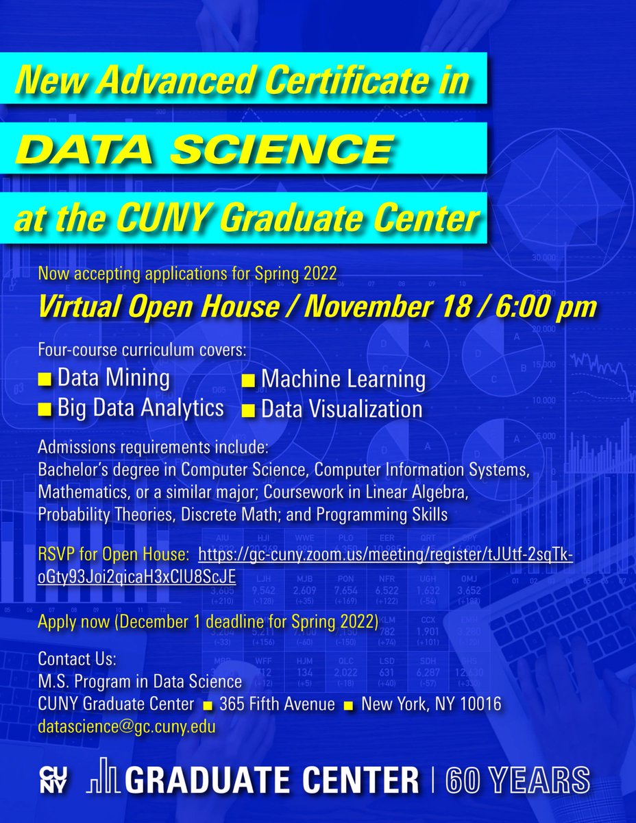 GC Sciences (@gcsciences) on Twitter photo Too much Data and you don't know what to do? Consider a Certificate in Data Science join a virtual open house on 11/18 with <a href="/MSDataSci_GC/">MS in Data Science</a> register @ gc-cuny.zoom.us/meeting/regist⦠Too much Data and you don't know what to do? Consider a Certificate in Data Science join a virtual open house on 11/18 with <a href="/MSDataSci_GC/">MS in Data Science</a> register @ gc-cuny.zoom.us/meeting/registā¦