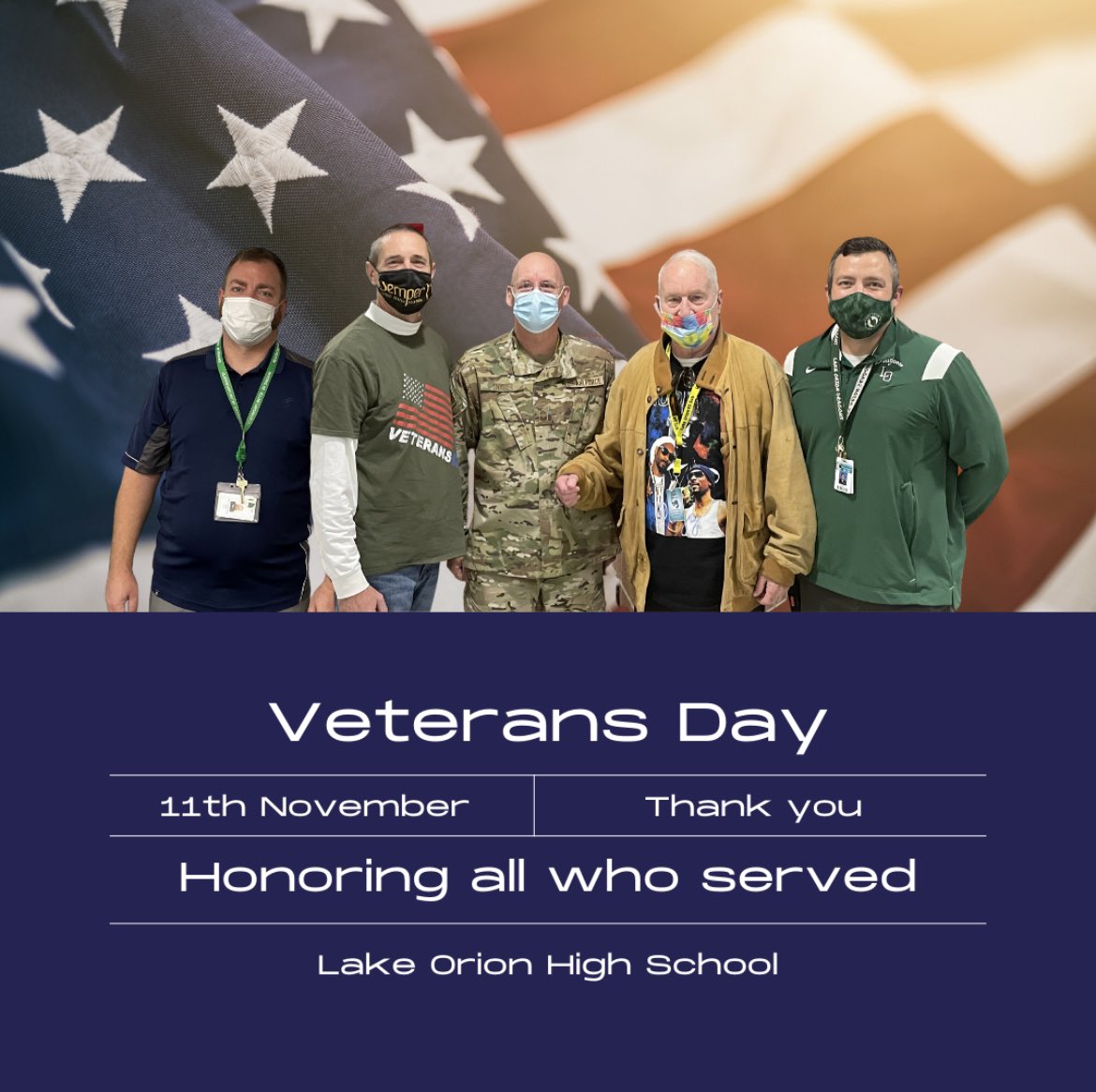LkOrionHS's tweet photo. Thank you for your service. #AlwaysLakeOrion #NoEasyButton #VeteransDay #SaluteToService https://t.co/DN8A0250fY