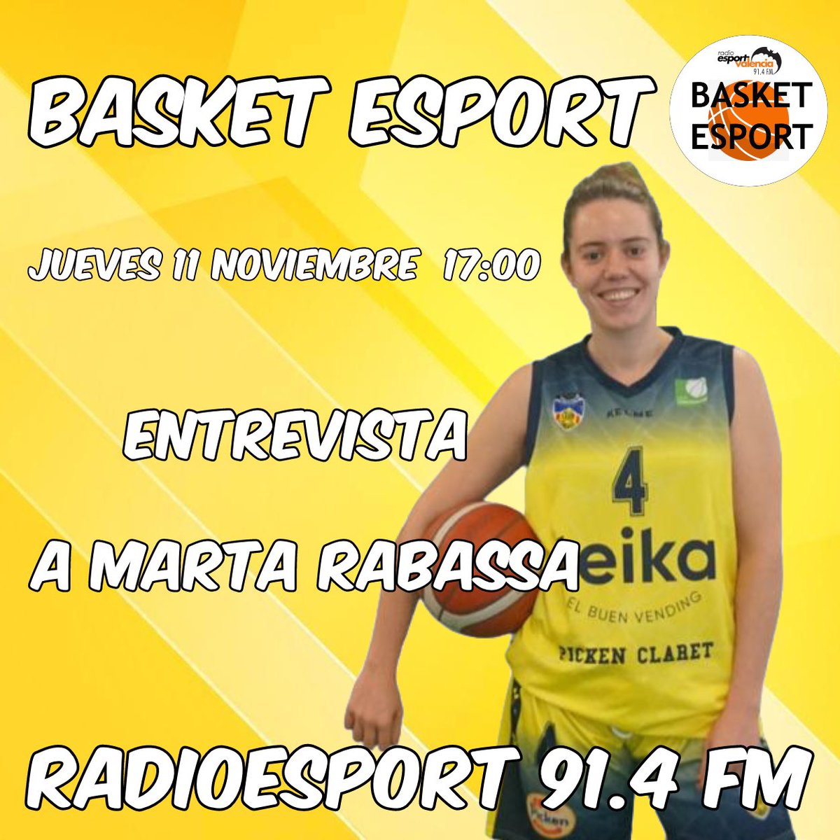 abelaguado_'s tweet photo. Esta tarde en #BasketEsport estará @martarabassa4, jugadora del @CBClaret para comentar el inicio y la temporada en #LF2

Además todo el análisis del partidazo entre Virtus y Valencia Basket

⌚️17:00

🎧91.4FM @Radioesport914 y https://t.co/vAJlZeHlaM https://t.co/dR0GCiGz8l