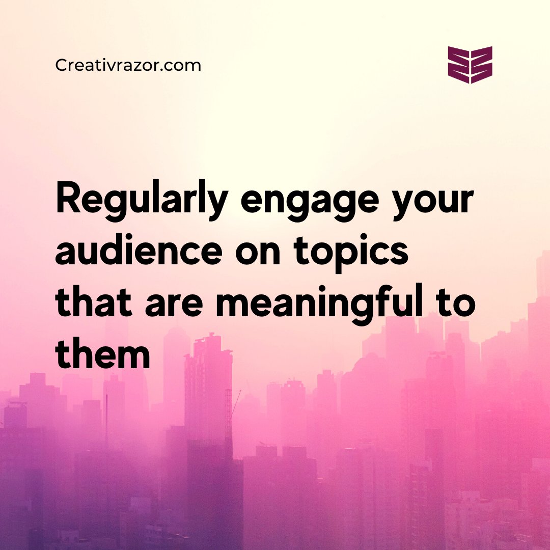 CreativRazor's tweet photo. Find out what matters to your audience and engage them on that, this is how you stay top of mind and foster lasting relationships with them.

Learn how you can build lasting relationships with your audience>>https://t.co/4lkqCIrMtg

#communication #BeCreativ #relationships https://t.co/djoyCmUSQm
