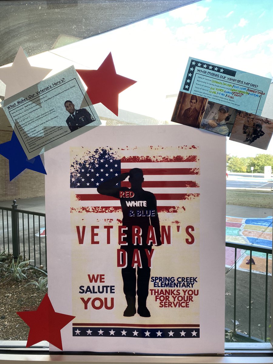 SCES_Scorpions's tweet photo. Spring Creek wants to honor all veterans that are part of our Scorpion family, thank you for your service. #thespringcreekway #GISDfamily @gisdengagement https://t.co/MLUqYmeJQs