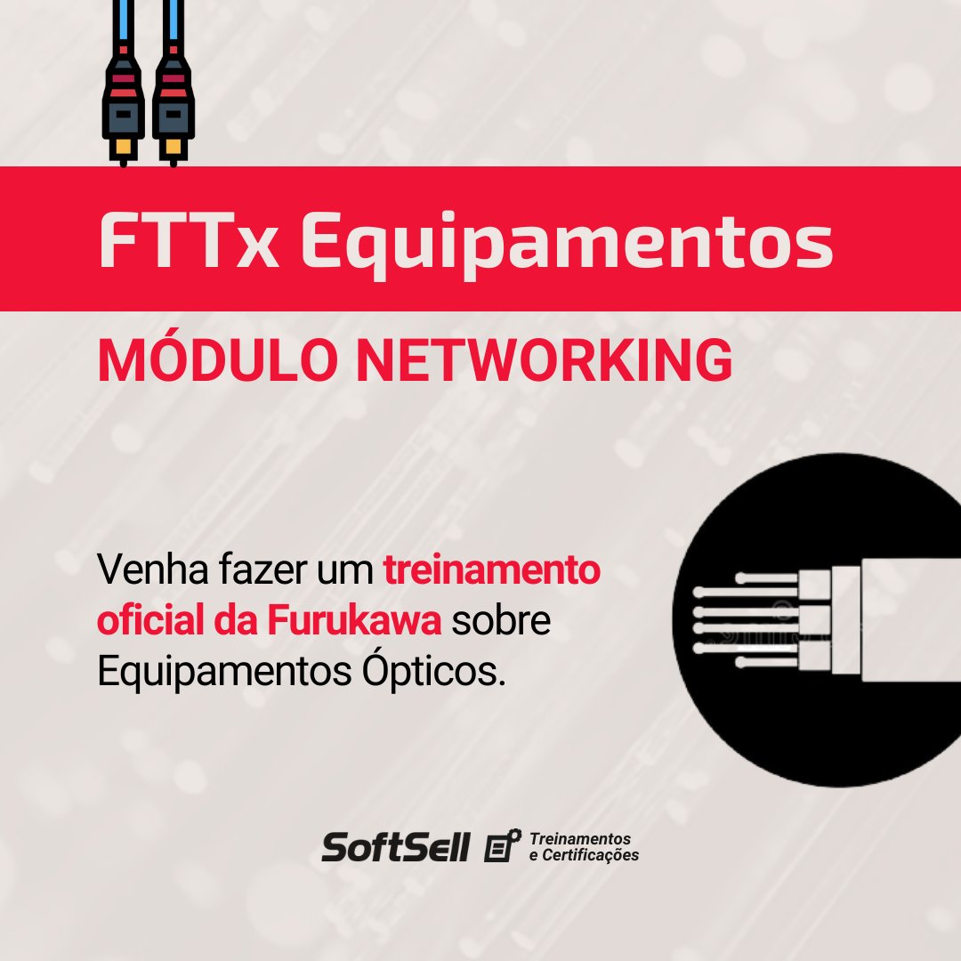 softselloficial's tweet photo. NÃO PERCA!!! ÚLTIMAS VAGAS para o treinamento oficial Furukawa FTTx Equipamentos | Módulo 1 Networking - De 29 de nov. a 09 de dez.
GARANTA SUA VAGA!
Para mais informações escolha seu canal de atendimento:
📧contato@softsell.com.br
📱WhatsApp: 41 3204.1999
☎️Curitiba 41 3204.1999 https://t.co/MOvEyz9qbo