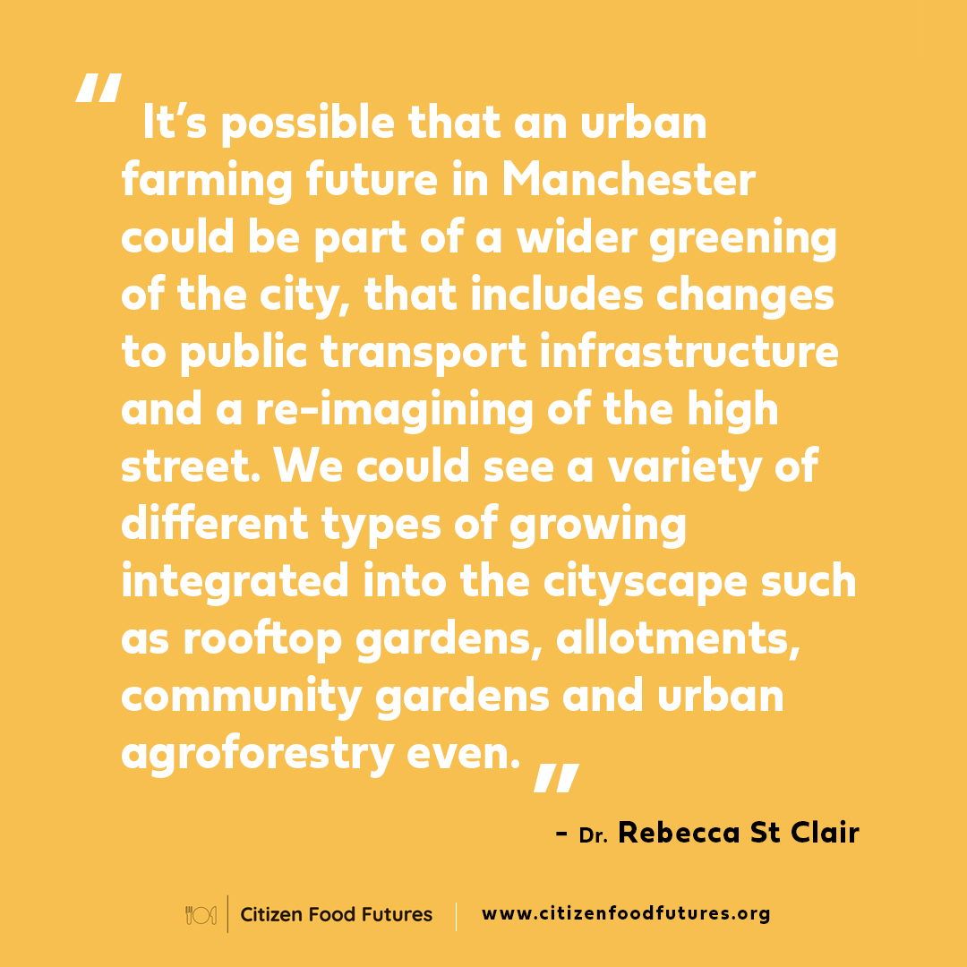 What do you imagine the greening of Manchester city centre would look like? Where would you start?

#citizenfoodfutures #Manchester #ESRCFestival #socialscience #urbanfarming