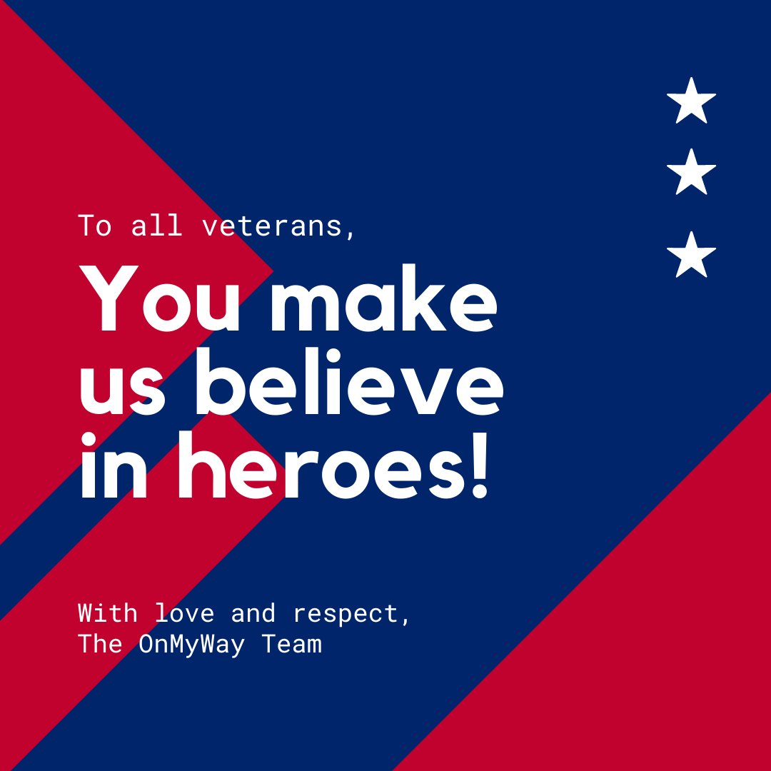 OnMyWayDrives's tweet photo. Happy Veterans Day from the OnMyWay Team 🇺🇸 

Thank you to all the brave men &amp; women who have selflessly served our country ❤️

#onmyway #onmywaydrives #veteransday #america #brave #proud #redwhiteandblue #mood #thursday #app #download #like #follow #share #refer https://t.co/j8CjP2ogY7