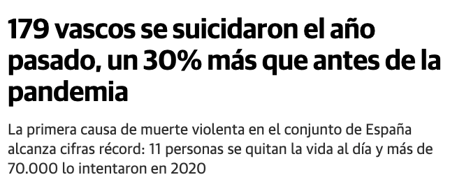 sdelegate's tweet image. El Correo ha publicado hoy un artículo sobre la cifra de suicidios y la comparativa con respecto a las cifras pre-pandemia. 🆘

Escucha, entiende, ... por ti y por el equipo del que formas parte, ayuda a provocar el cambio. 

Lidera el mañana. 💪

#Liderazgo #DelegateSolutions