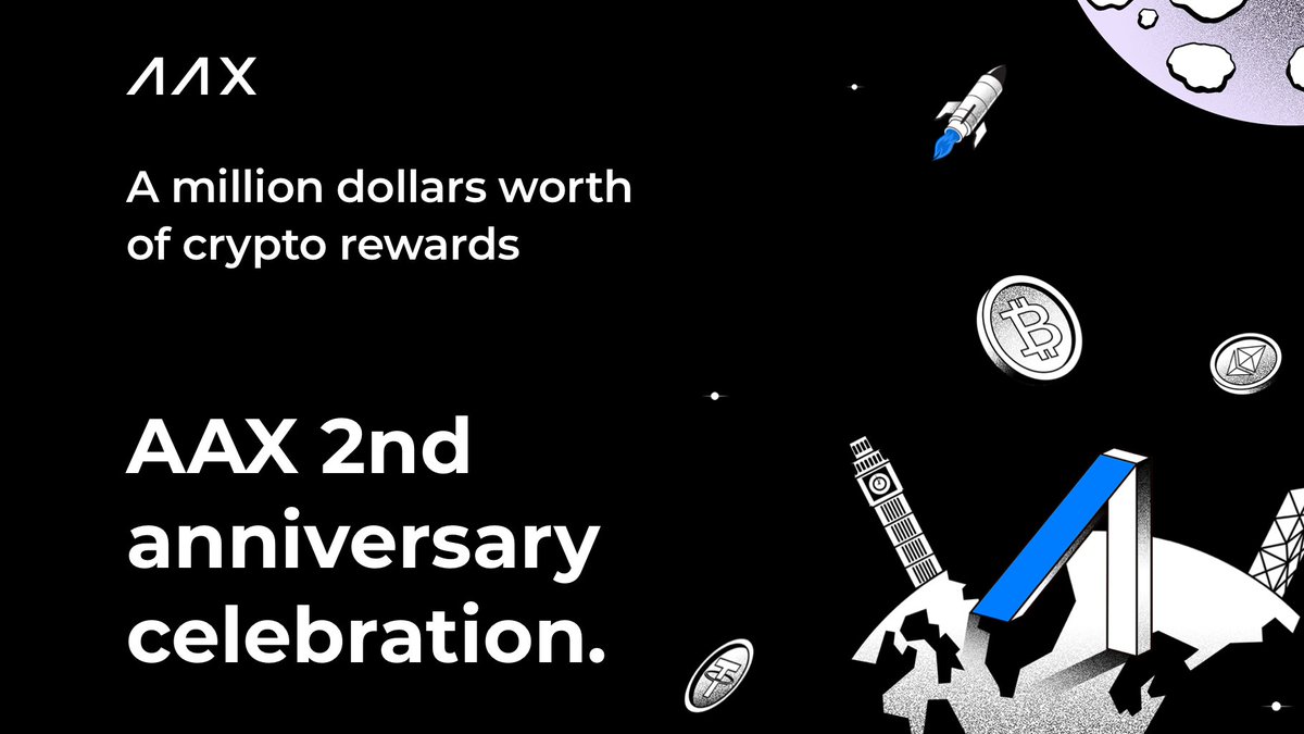 In celebration of #AAX's 2nd anniversary, we are treating our beloved users with $1 Million worth of #crypto rewards! The first campaign commences on Nov 12, 2021, and more to come! 

Find details here: bit.ly/3HbRkR6