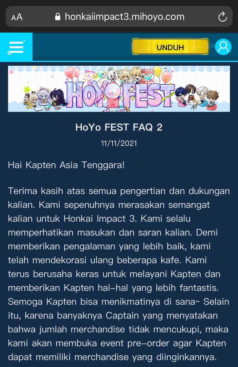 GOOD NEWS! #hoyofest #HoYoFestIndonesia #warungkoffiebatavia #HONKAIIMPACT3
