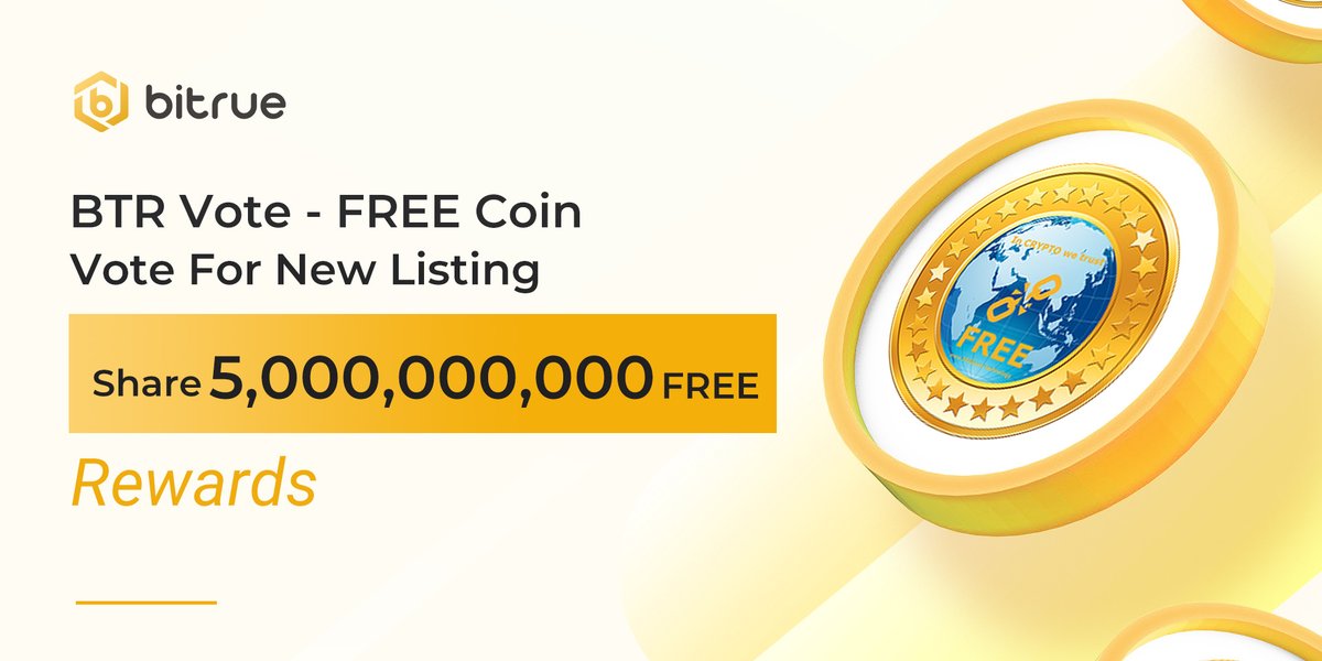 BitrueOfficial's tweet photo. New round of the #BTRVote starts @ 11:00 UTC on Nov 12 ! Use your $BTR to vote for $FREE @THE_FREE_COIN
.You can earn staking rewards of 5,000,000,000 $FREE ! BTR Voting is available on app and web. https://t.co/P92zkhHewn https://t.co/jboV4Gizhp