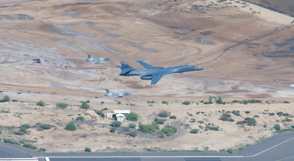 USAfricaCommand's tweet photo. .@usairforce B-1B Lancers flew a BTF mission w/French &amp; UK

“Today’s bomber task force mission served as a visual representation of the international participants’ collective commitment to stability &amp; security.” 
- Maj. Gen. Anderson, Director of ops

https://t.co/6XsJFr1jto https://t.co/GafoZyvxpP
