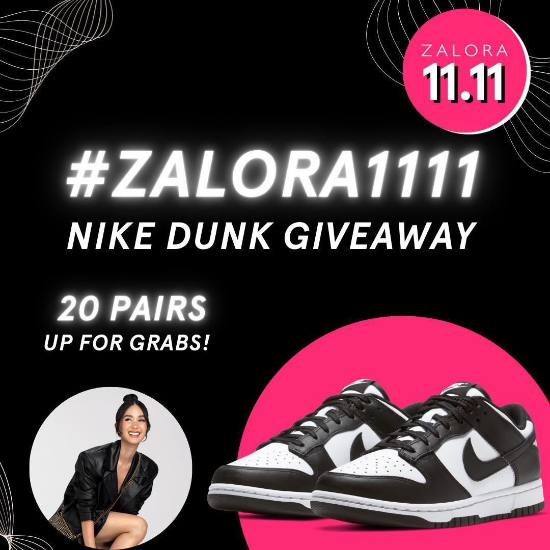 It's #ZALORA1111 so we’re giving away 20 #NikeDunk pairs! 😍 Just retweet this post with #ZALORA1111 and your US shoe size for a chance to win!Use my code HEART to get 30% off on zalora.com.ph plus get an extra 5% off on top of all vouchers when you shop from 7-10pm! 🥳