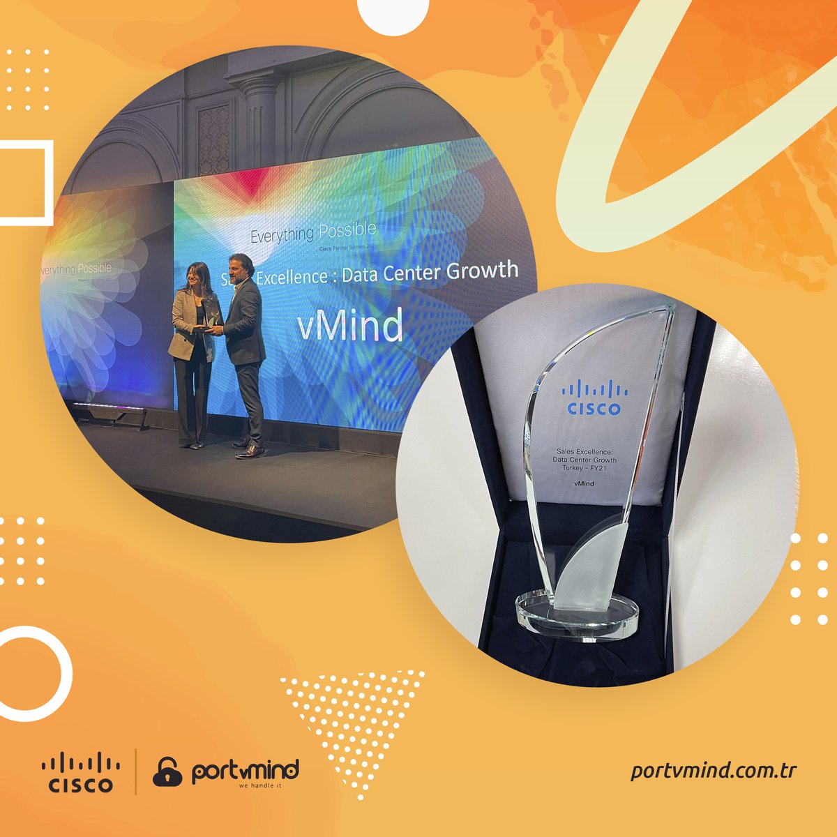VmindInfo's tweet photo. vMind Cisco İş Ortakları 2021 Zirvesinde: Data Center Growth ödülüne layık görülmüştür. Cisco Türkiye ekibi ve tüm iş ortaklarımıza bize göstermiş olduğu teveccüh için çok teşekkür ederiz.

#vMind #portvMind #cisco #EverythingPossible #datacenter #partners #award #WeHandleIt https://t.co/u8JH4YnMOI