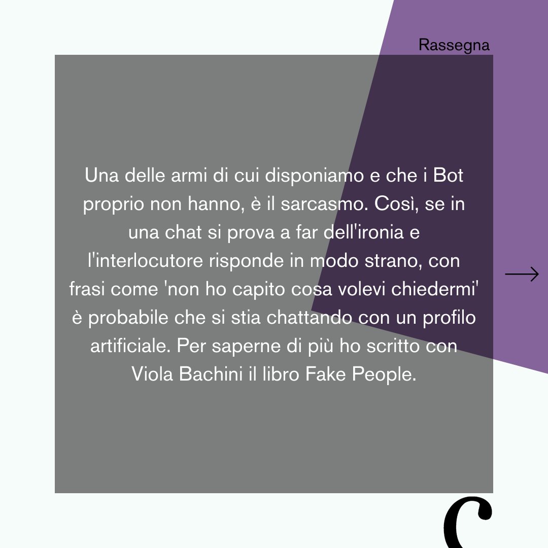 codice_edizioni's tweet photo. ✒️ @m_tesconi , autore di Fake People assieme a @VioBac, il 3 Novembre ha spiegato ai lettori de @qn_lanazione che cosa sono i BOT e come possiamo riconoscerli. 

Per saperne di più, guarda la gallery. E segui il link 👉🏻 https://t.co/himAj5qop4 https://t.co/Ywh0PU6RHZ