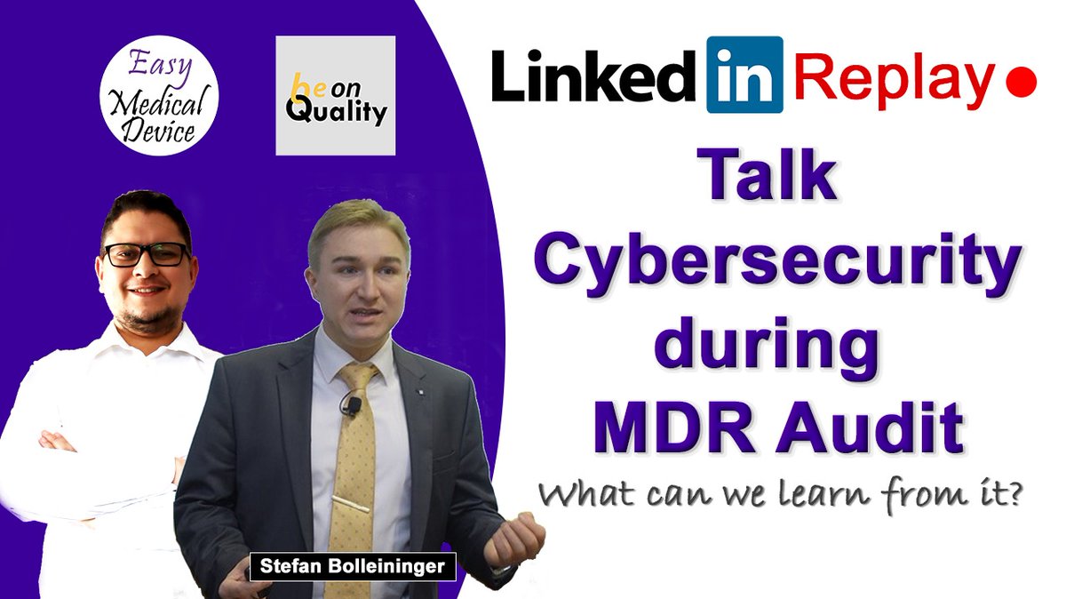 elazzouzim's tweet photo. LEARN ABOUT CYBERSECURITY
Stefan Bolleininger from Be-on-Quality will help us understand the requirements on Cybersecurity for EU MDR.
https://t.co/ACFo4ha7rK

#medicaldevices #easymedicaldevice #cybersecurity https://t.co/kq75dzwPnI
