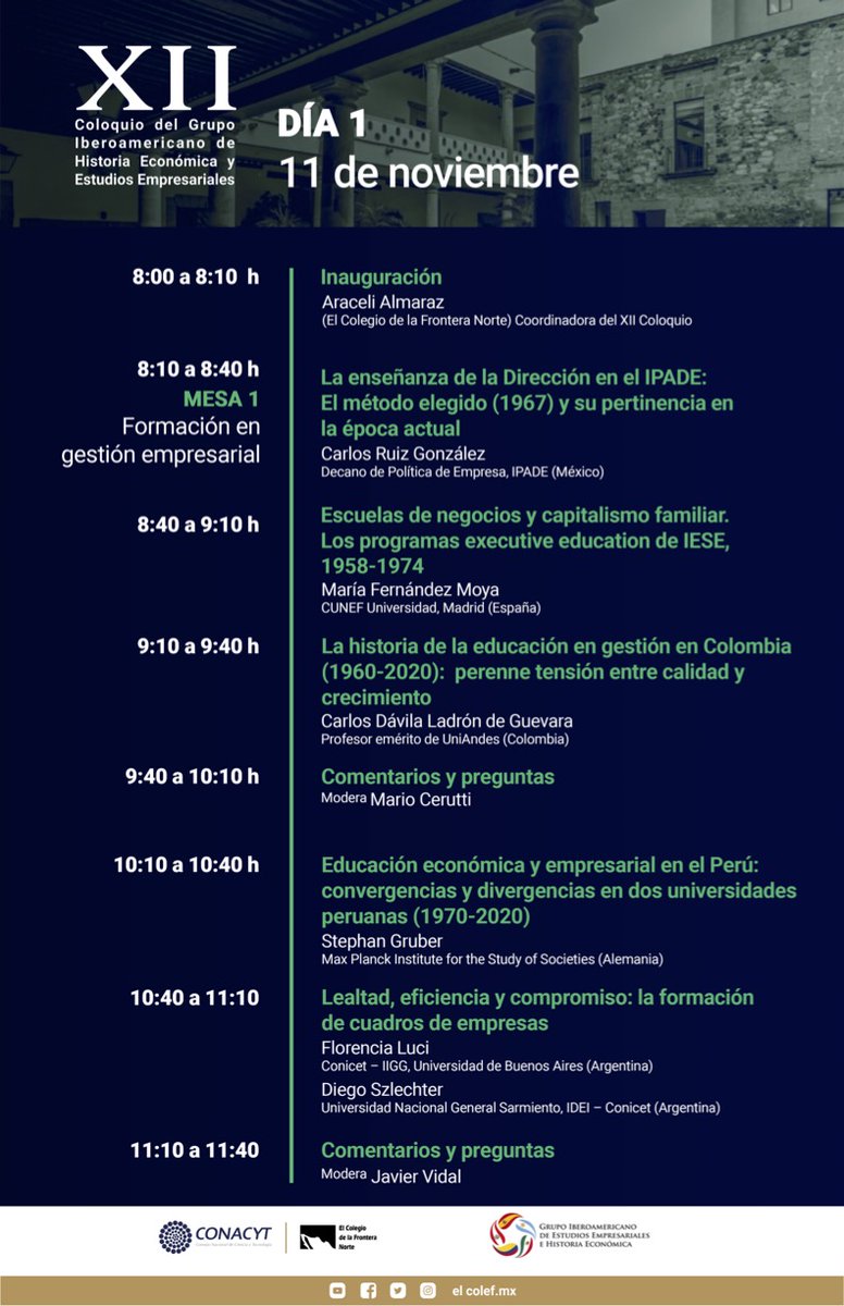 IuesalUA's tweet photo. Invitamos a participar los días 11 y 12 al XII Coloquio del Grupo Iberoamericano de Estudios Empresariales e Historia Económica organizado  @elcolef  en el que participa como coordinador nuestro Secretario Académico @JVidalOlivares #econhis #bizhis #Iberoamerica #Americalatina https://t.co/tMYhrxKKTe