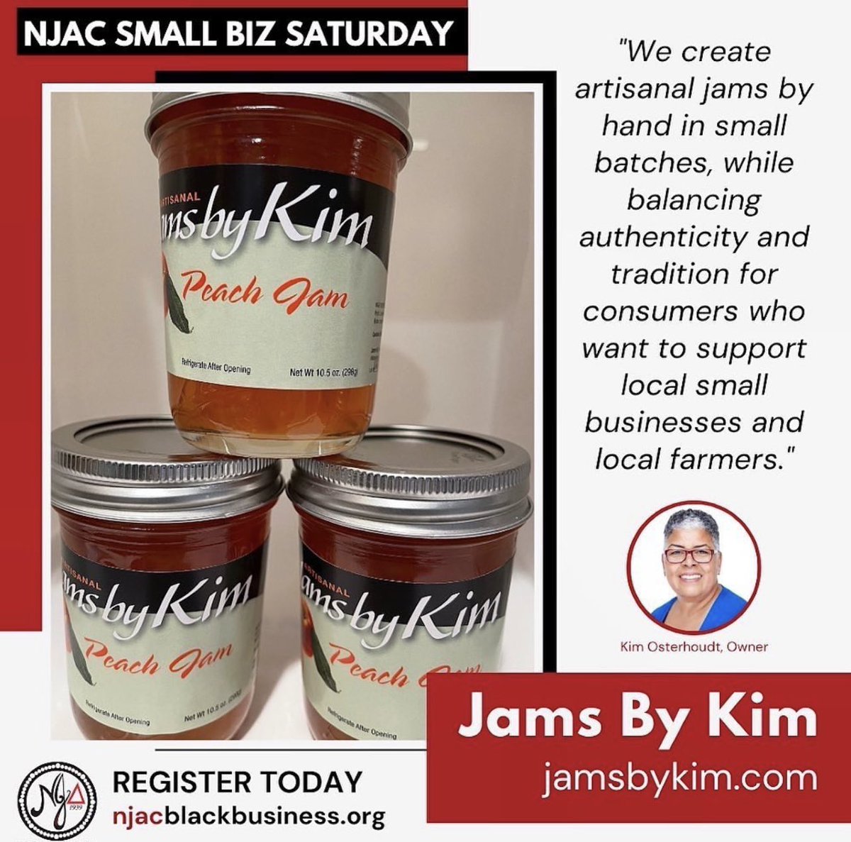 Meet #NJACDST Small Biz Saturday Vendor, Jams by Soror Kim Osterhoudt (<a href="/jamsbykim/">Kim Osterhoudt</a>)! They are a Black woman-owned business that delivers "perfection over biscuits or cheese."