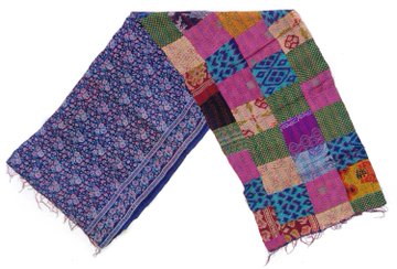 Silk Kantha Scarf Neck Wrap Stole patchwork Hand Quilted Women Bandanas band KP91