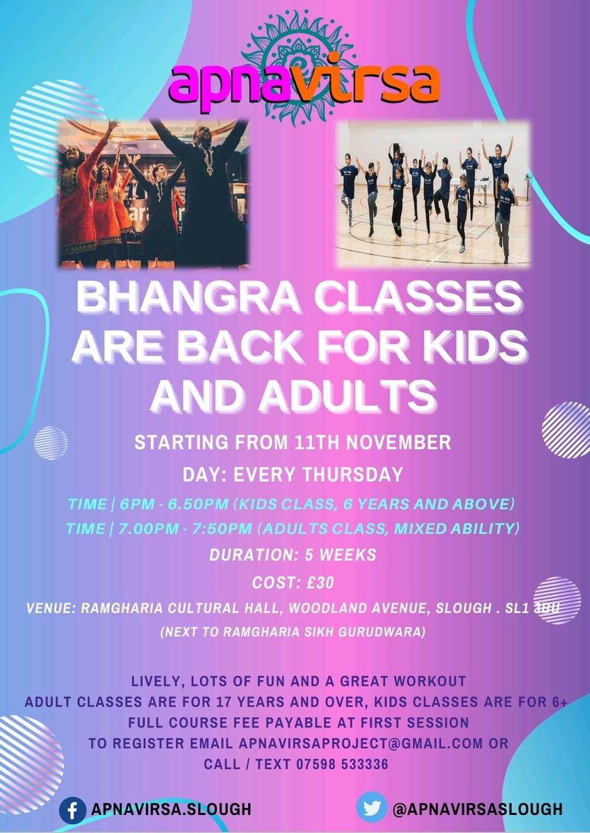 New #bhangra courses start from today for five weeks. Kids and adults classes from 6pm! #slough #windsor #maidenhead #berkshire