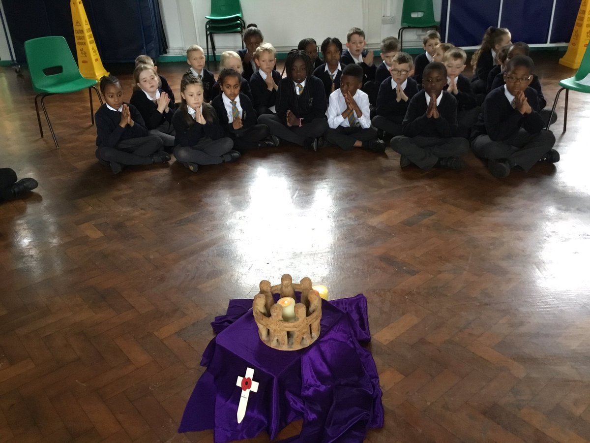 OLACoventry's tweet photo. Key Stage 2 joined together to remember people who have died in wars then we held a prayer circle. https://t.co/gLNOQdcb5a