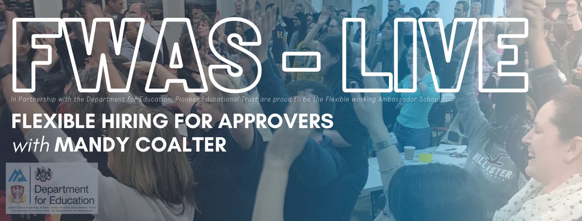 PioneerEduTrust's tweet photo. Our next FWAS LIVE is on 25/11/21. Discussing flexible hiring for approvers with @MandyCoalter!

This event is free and in partnership with @educationgovuk, so grab your space now!

https://t.co/qJ7FkhNCTp

@UCGSchool @FoxboroughSch @TrevelyanMiddle https://t.co/l1OB9tlBYY