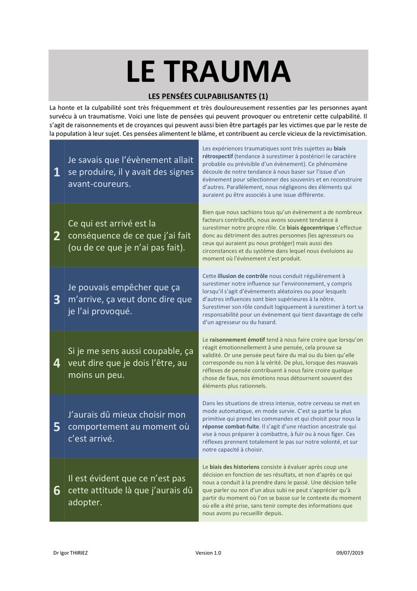 igorthiriez's tweet photo. Petite piqure de rappel concernant les pensées culpabilisantes que peuvent vivre les victimes de trauma, notamment d'abus sexuel. https://t.co/YXVQTPLdMZ