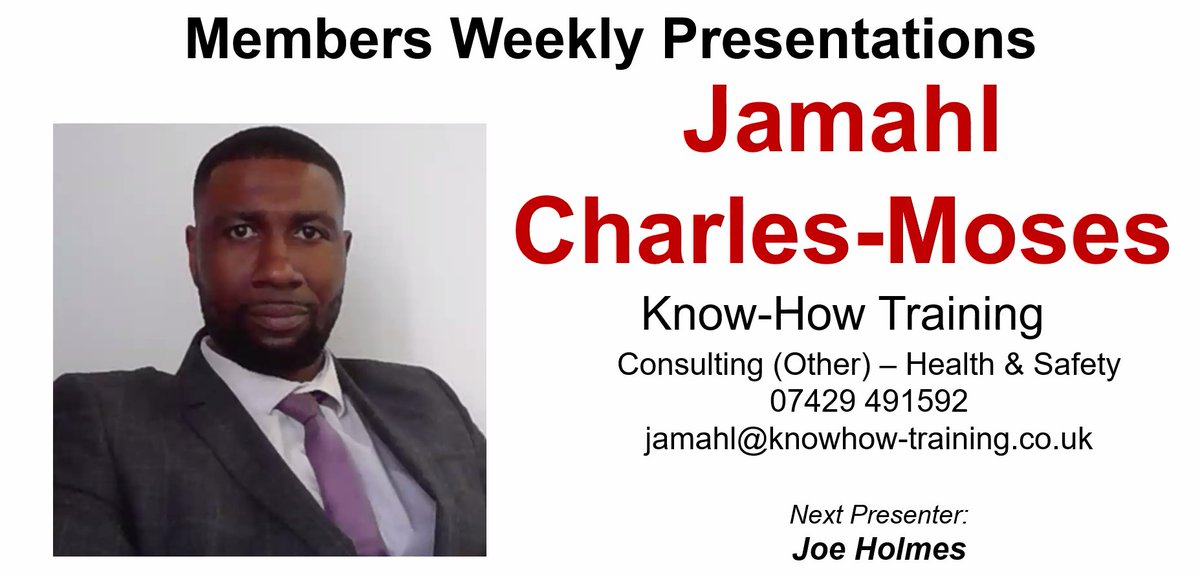 Our Member Jamahl is happy to help with Health &amp; Safety Training. knowhow-training.co.uk