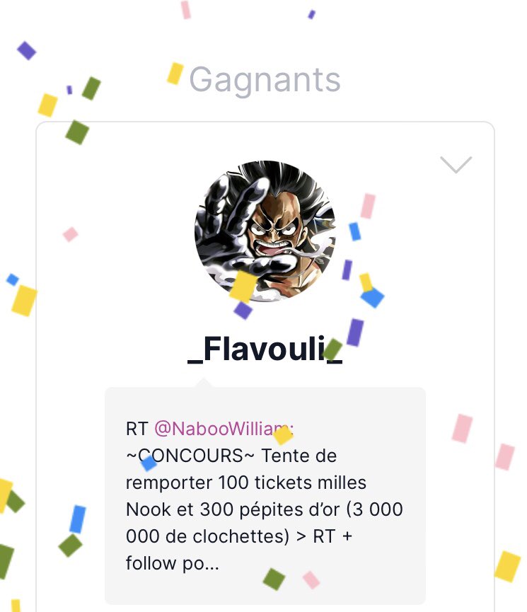 ~Concours résultat~ 

Félicitations à <a href="/_Flavouli_/">Flavinou</a>  qui reporte le concours 🎉🥳 

Merci à tous d’avoir participé !

Ne vous inquiétez ceux qui on perdu, un autre concours arrive bientôt !