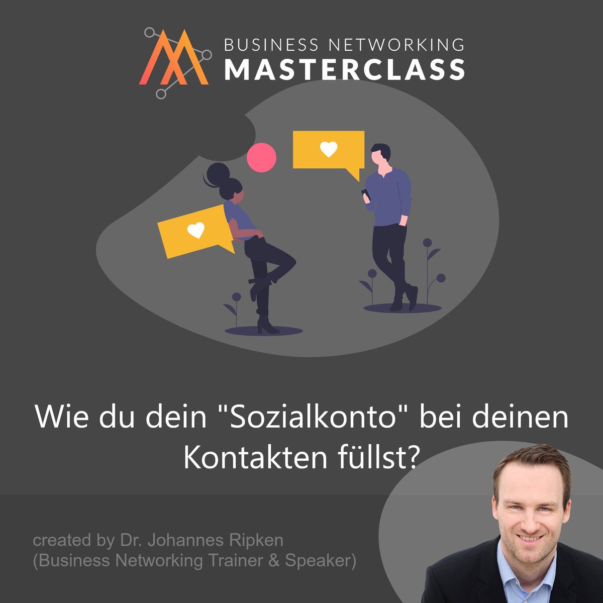 Beim Networking ist Geben ein essentieller Teil. Dein Sozialkonto kannst du auch mit anderem wertschätzenden Verhalten auffüllen. Dieses Thema beleuchte ich unter vielen anderen in meiner #BusinessNetworking #Masterclass.
Infos &amp; kostenlose Anmeldung:...