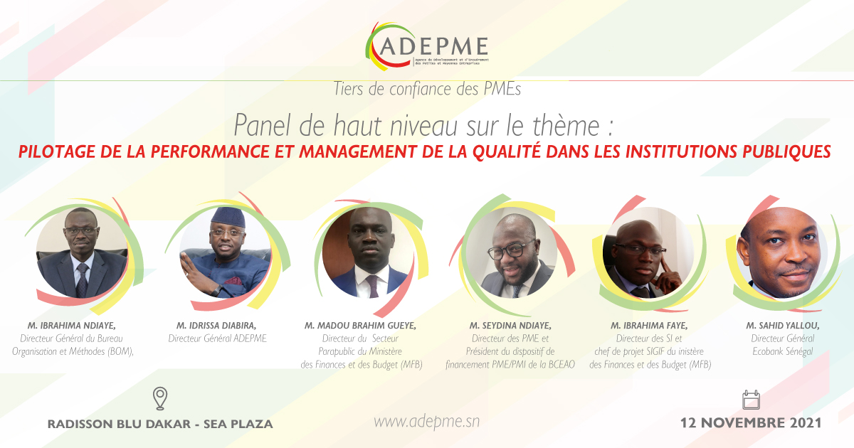 La cérémonie de remise de la double certification sera suivie d'un panel de haut niveau sur le thème « Pilotage de la Performance et Management de la Qualité dans les Institutions Publiques »

Cliquez ici pour découvrir les panélistes:⤵️ 
bit.ly/3wJ66Kg

#adepme  #ISO