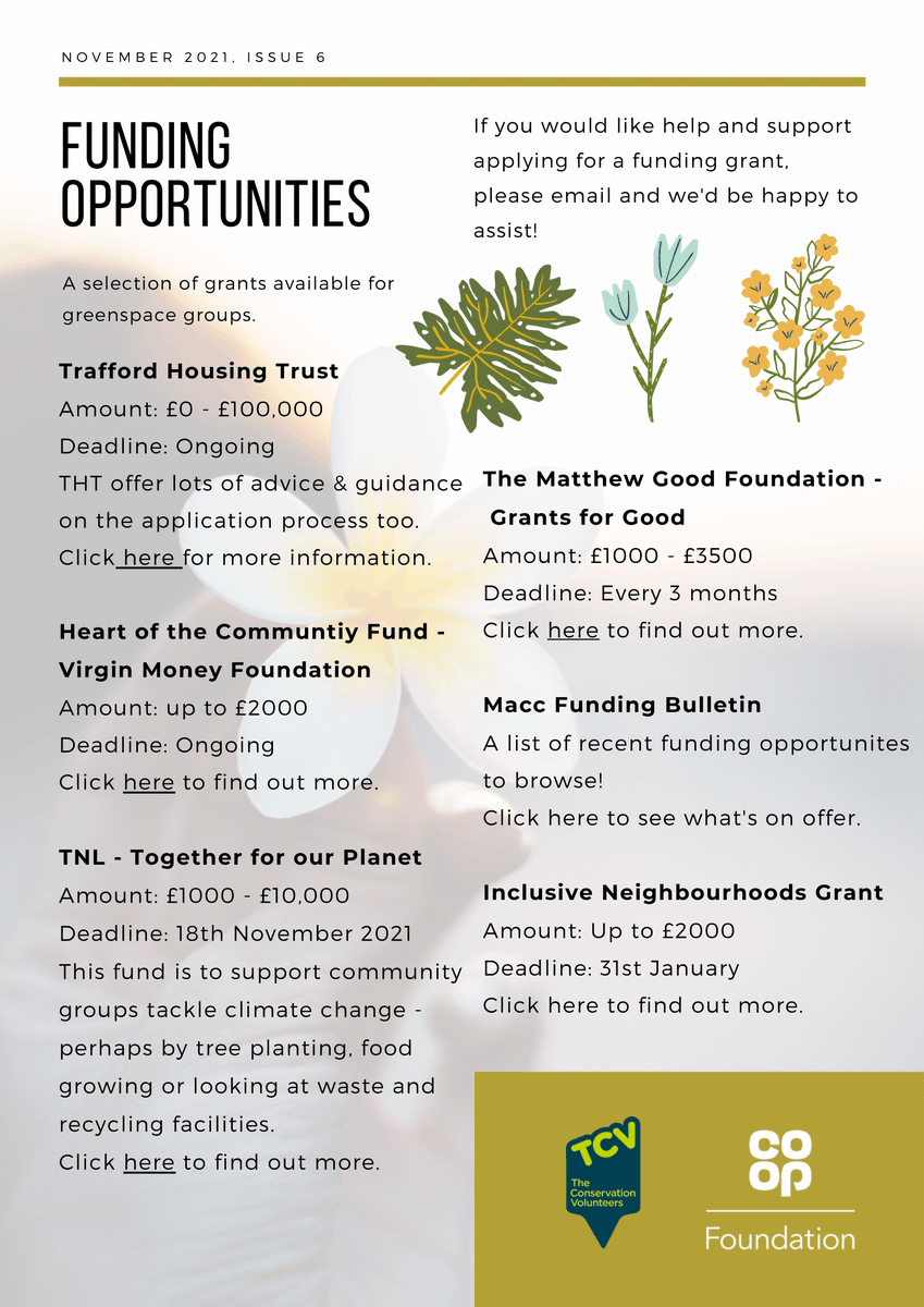 TCVManchester's tweet photo. The latest edition of our Newsletter for Trafford Greenspace Groups is out! Get in touch if you want to read the full pdf version ππππ»πΏ @Coop_Foundation @TCVtweets
#trafford #parks #greenspace #friendsofgroups https://t.co/0p8XeOnUdF