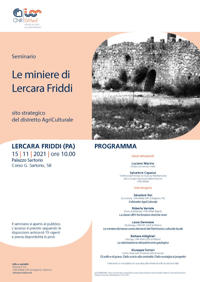 ❓Quali progetti potrebbero nascere nel #riuso di una vecchia #miniera di #zolfo❓

La #ricercascientifica a servizio dello #sviluppolocale, nel seminario organizzato dal @CNR.ISMed a @LercaraFriddi #Palermo #patrimonioculturale @ISPCCNR @cnr_igag @Underground4value @CNRsocial_