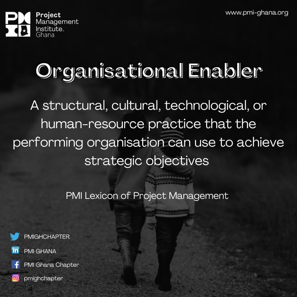 PMIGHChapter's tweet photo. Have you heard of an Organizational Enabler?
Letβs use right our PMI Lexicons.
#MasterProjectManagement #OwnYourProject #LearningTogether #GrowingTogether #PMI #PMIGhana #PMIGh #PMP #Lexicon #PMLexicon https://t.co/iq6h2DzmfU