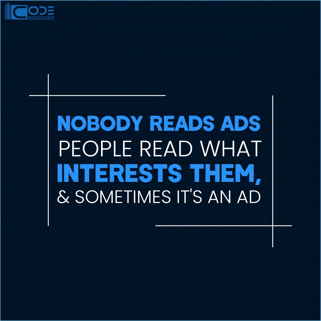 icodebreakers1's tweet image. People will only read your ads, your posts, or your blog if it piques their interest.
Never forget that people generally don’t look out for your advertising. It’s not what they’re interested in.
#quote #marketingdigital