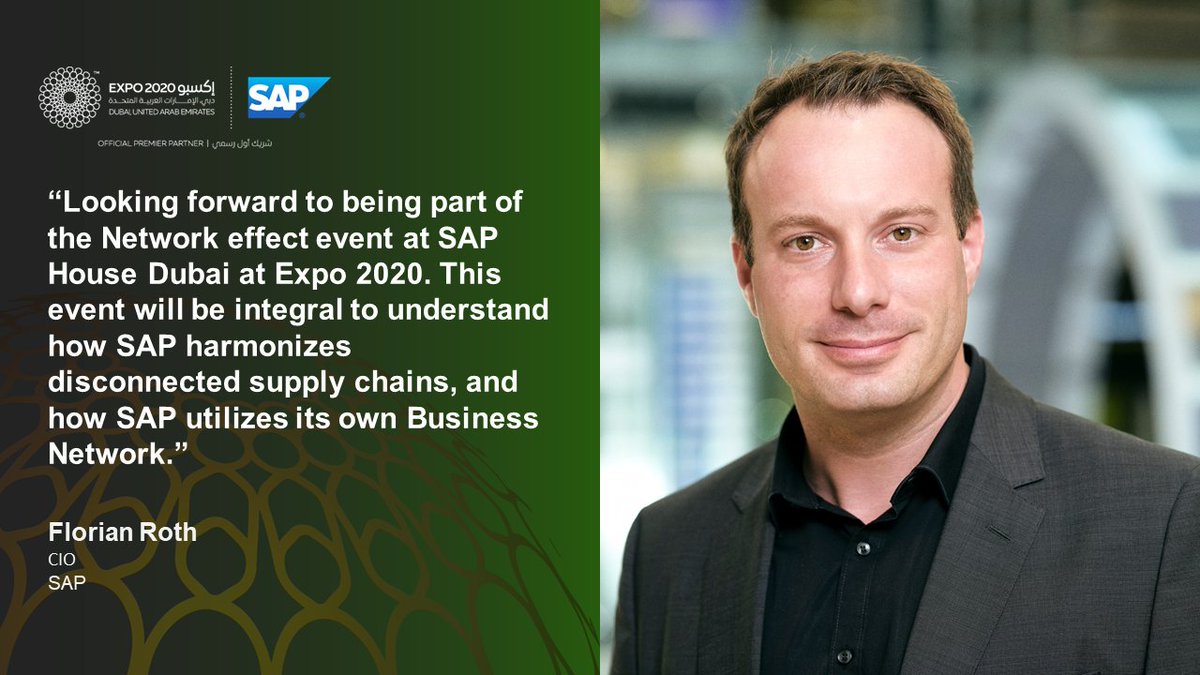 I am delighted to partner with Carlos Mercuriali, as Executive Keynote speakers at #Expo2020. Join "The Network Effect" event on Nov 15 at #SAP House Dubai to discuss how we transform fragmented #SupplyChains into #IntelligentNetworks.

events.sap.com/mea/the-networ…