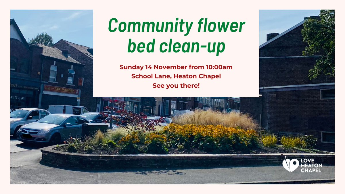 🚨 Sunday 14 Nov at 10am 🚨 We're calling local residents to come help us tidy up the flower bed on School Lane (next to the electricity substation); we need to make space for the Christmas tree and get it ready for Spring. Bring spades, trowels and other useful gardening tools.