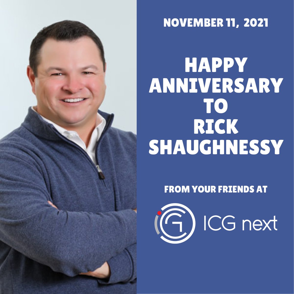 icgnext's tweet photo. Happy Work Anniversary to Rick Shaughnessy who is celebrating his 5th year with ICG next! Your contributions to the company are well appreciated. #thankyou #workanniversary #celebrate #ICGnext #congratulations https://t.co/J6W9rSZFSW