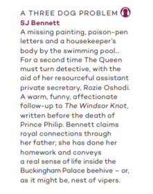 ClareJKelly's tweet photo. A very happy publication day to @sophiabennett! Her second royal murder mystery, the brilliant A #ThreeDogProblem is out today! Just take a look at these fantastic reviews, @My_Weekly @RedMagDaily @SagaUK are all in agreement! https://t.co/Tw2KShitZf