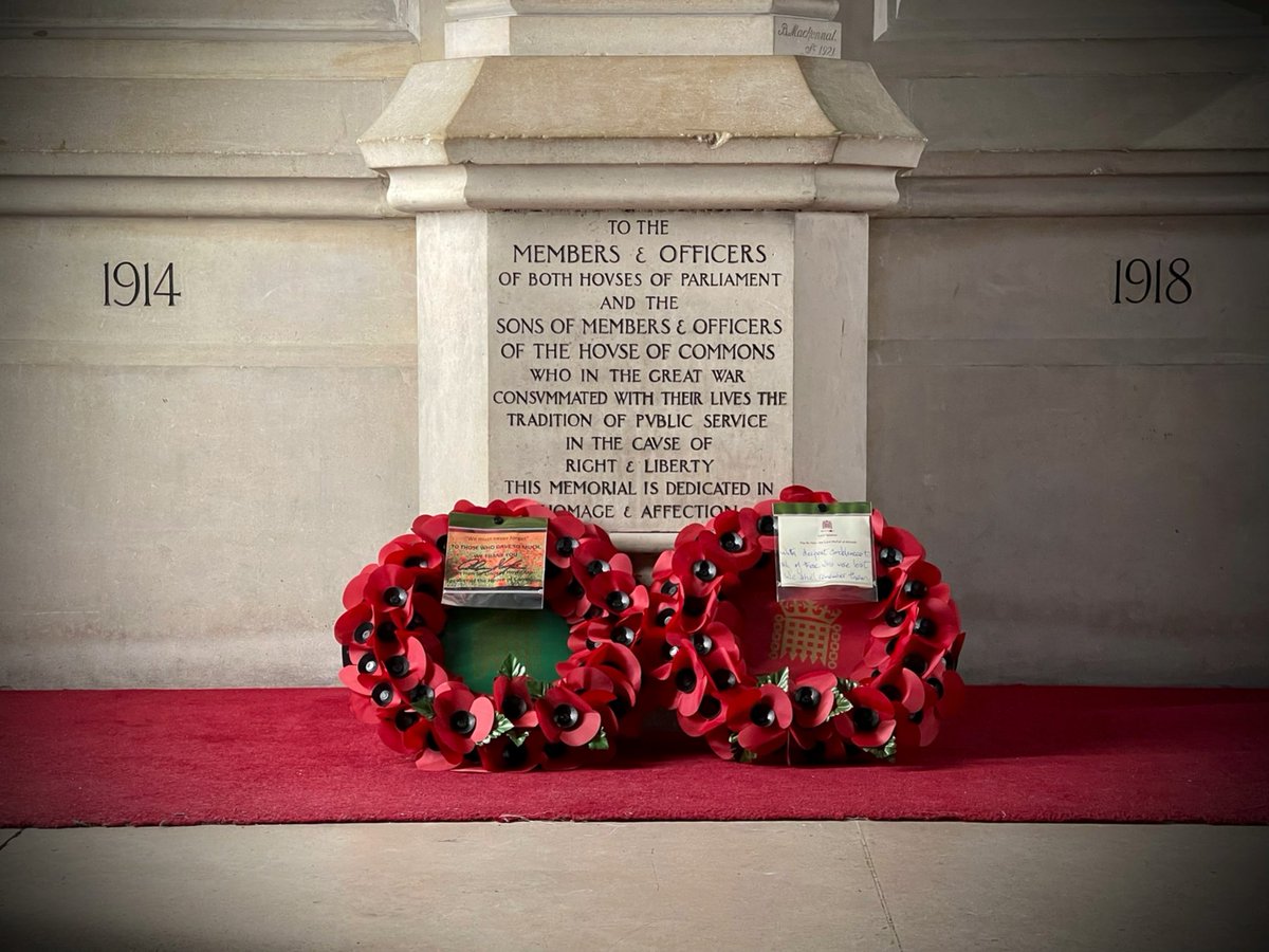 "In the cause of right and liberty"

Today at 11:00 representing #Wycombe, I attended the Speakers' wreath laying in Parliament 

We will remember them.

 #remembranceday