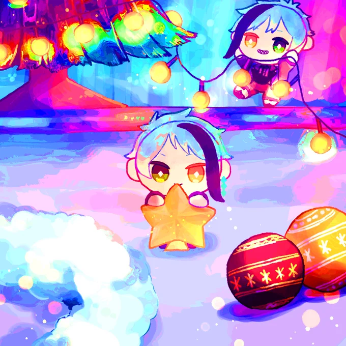 思ってた以上にすごくなった!豆リチぬはサーモグラフィーみたいだ!
 #絵を彩度100にすると超派手 