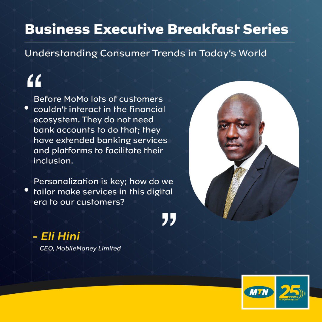 MTNGhana's tweet photo. Last Thursday, we hosted another edition of MTN Business Executive Breakfast Series via our Social media channels on the topic; "Understanding Consumer Trends in Today's World" . Here are tit bits from our speakers.. #MTNBusinessBreakfast #Partner4growth #MTNBusiness https://t.co/IgZxso9yft
