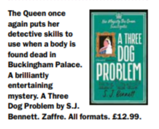 ClareJKelly's tweet photo. A very happy publication day to @sophiabennett! Her second royal murder mystery, the brilliant A #ThreeDogProblem is out today! Just take a look at these fantastic reviews, @My_Weekly @RedMagDaily @SagaUK are all in agreement! https://t.co/Tw2KShitZf