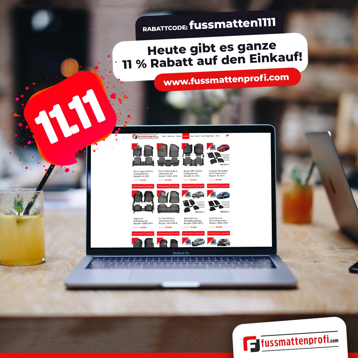 fussmattenprofi's tweet photo. Heute zum 11.11. gibt es ganze 11 % Nachlass im Warenkorb :) Jetzt zugreifen und den #RABATTCODE: fussmatten1111 einlösen:
.
https://t.co/4Mi5OsTMme 
.
#fussmattenprofi #autofussmatten #automatten #fussmatten #autozubehör #singlesday #november #aktion #deals #sales https://t.co/7giQgFIdwg