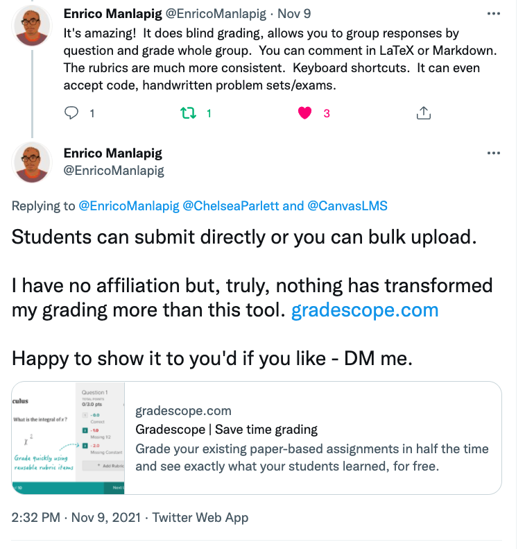 mespi's tweet photo. Loving how Gradescope "transforms" grading for educators. @EnricoManlapig thanks for using @gradescope and letting others know how, by supporting you, we help education. https://t.co/iB6G0eWfKe