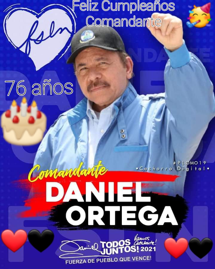 Felicidades al mejor presidente en toda la historia de Nicaragua, Feliz cumpleaños Comandante Daniel, Que Dios le siga regalando salud para que siga llevando nuestro país hacia nuevas victorias, paz y prosperidad. 

#DanielSiempreAlFrente #DanielYElPuebloPresidentes
